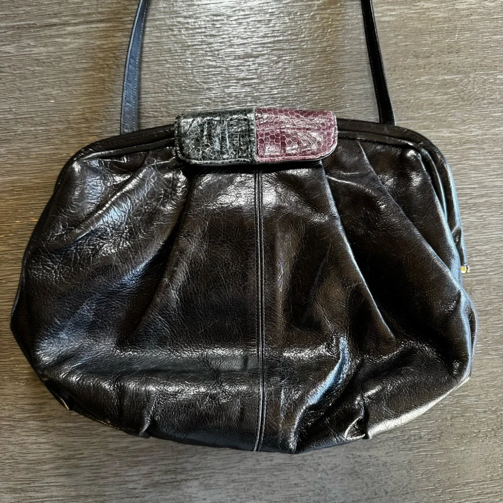 Sharif Vintage Black Patchwork Leather Crossbody Purse Bag